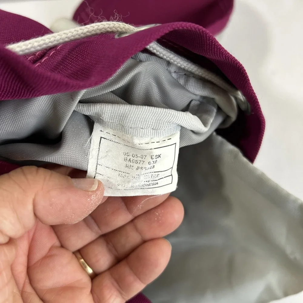 Vintage 90's Nike Small Backpack Fabric Drawstring Swoosh Logo Pink Purple